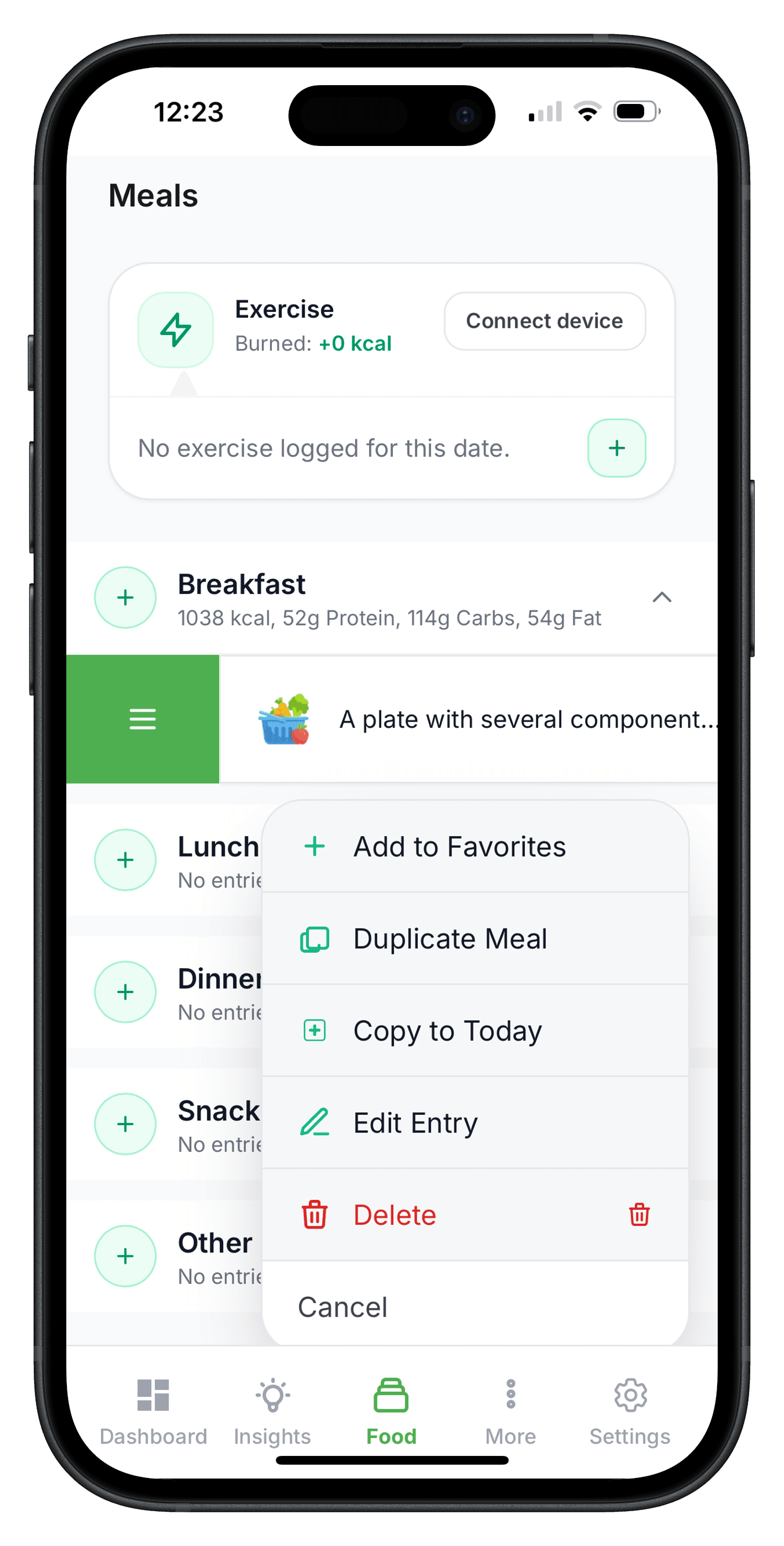 Copy or duplicate meals