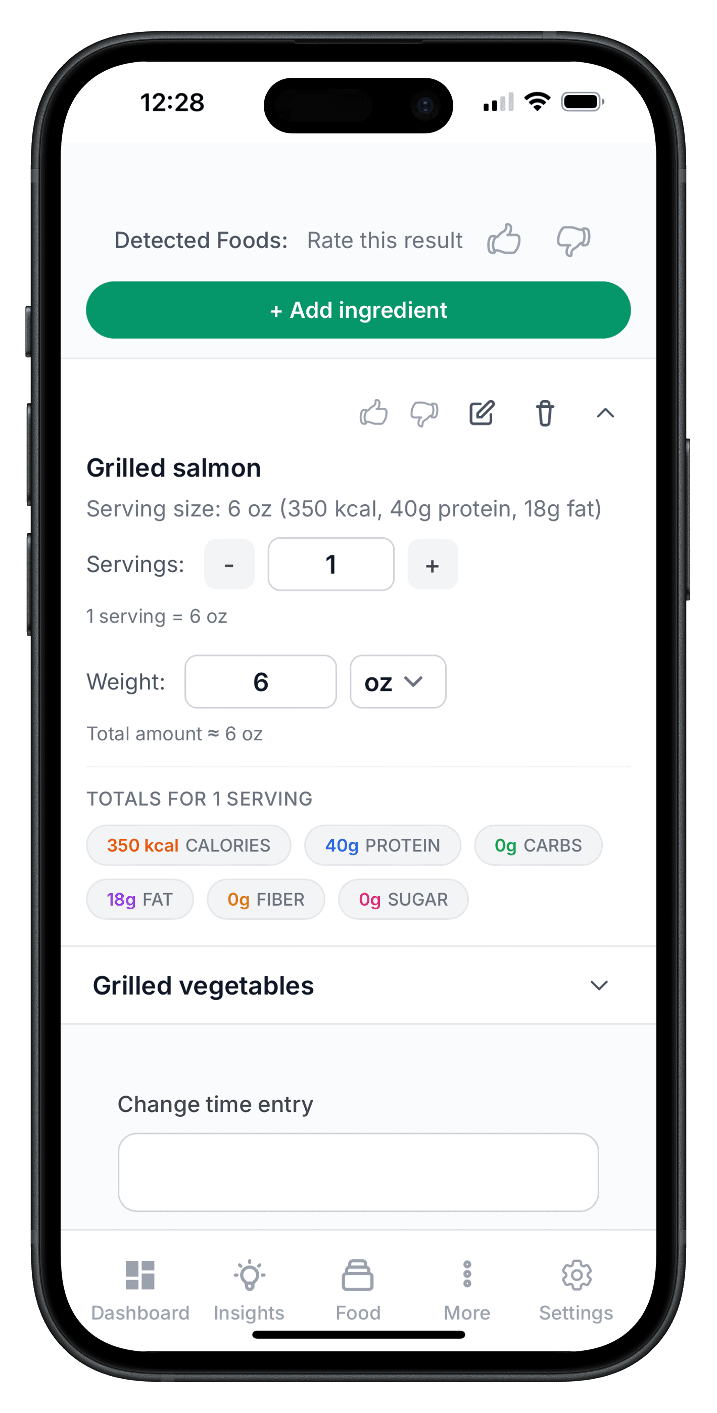 Food scan nutrition breakdown
