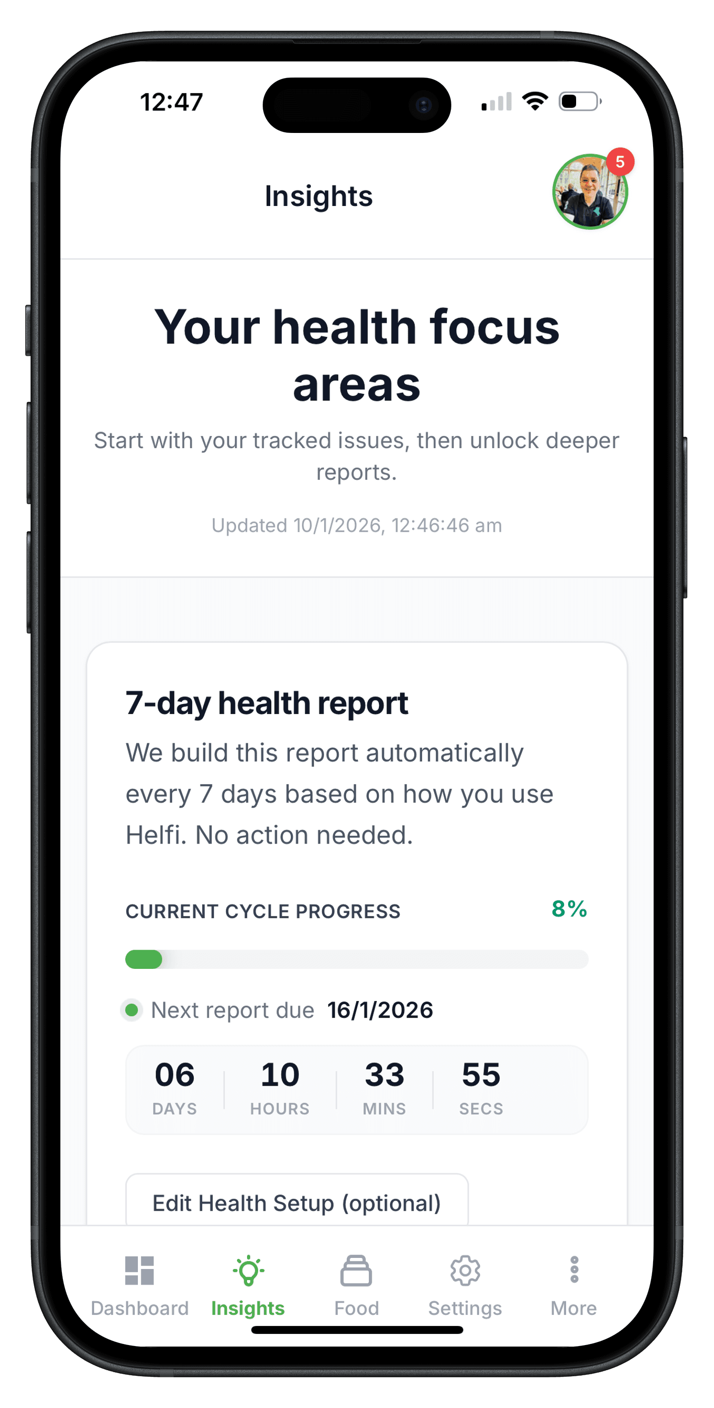 Weekly health report preview