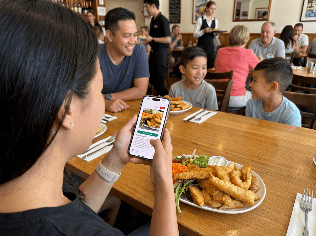 Reviewing a meal with the Helfi app